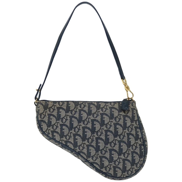 Christian Dior Trotter Canvas Saddle Pouch Accessory Pouch Navy Auth yk10980 - Picture 2 of 16